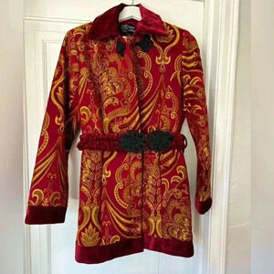 NWT Sharif 1827 Couture Red & Gold Brocade Jacket - Size M coat christmas